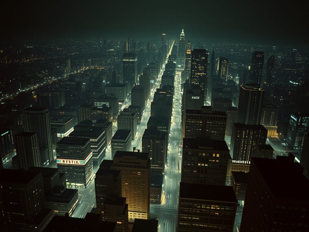 Nighttime Bronx Bird's Eye View: 80s Film