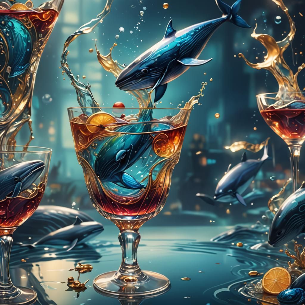 Whale Reflection in Cocktail: Fantasy Concept Art
