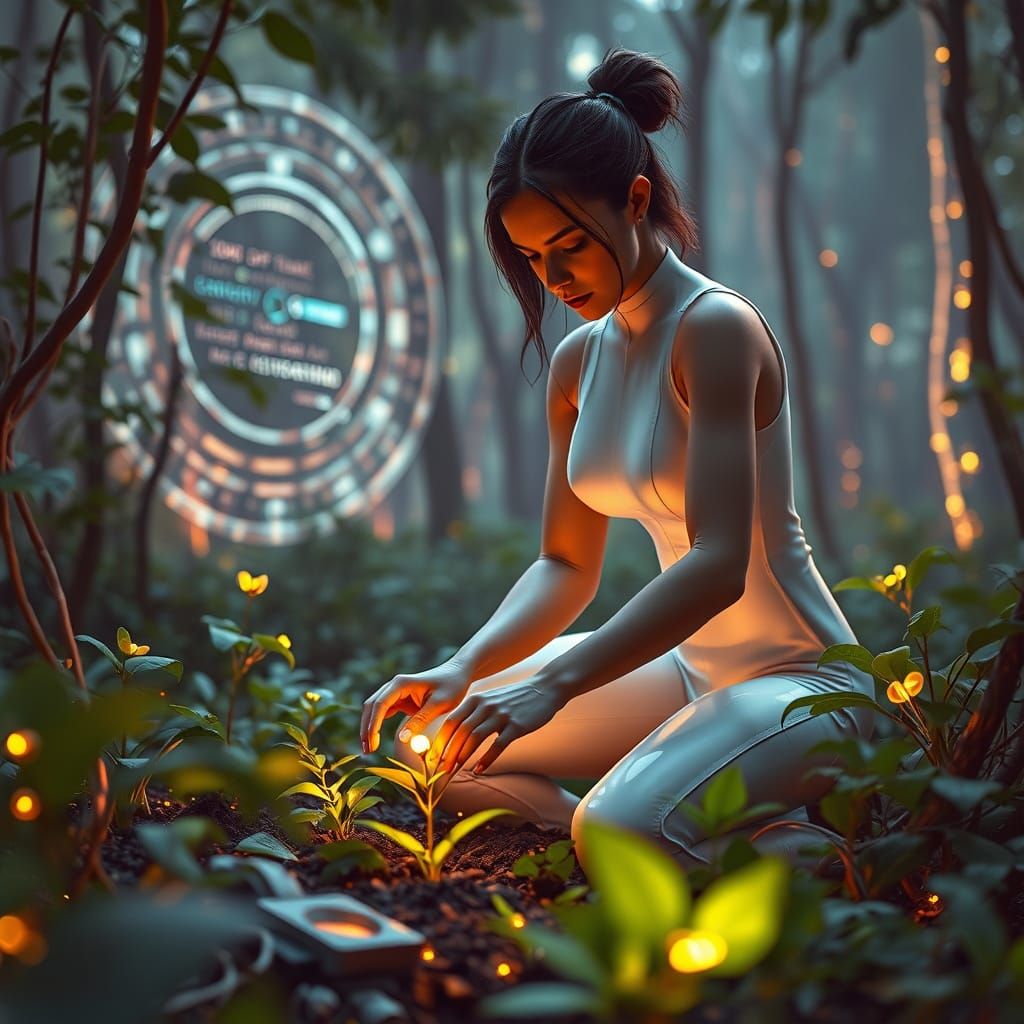 Futuristic Forest Planting with Digital Code