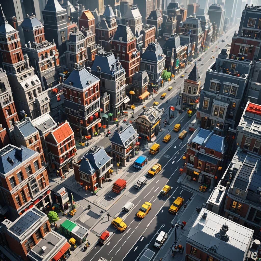 Detailed 3D Anime Lego City