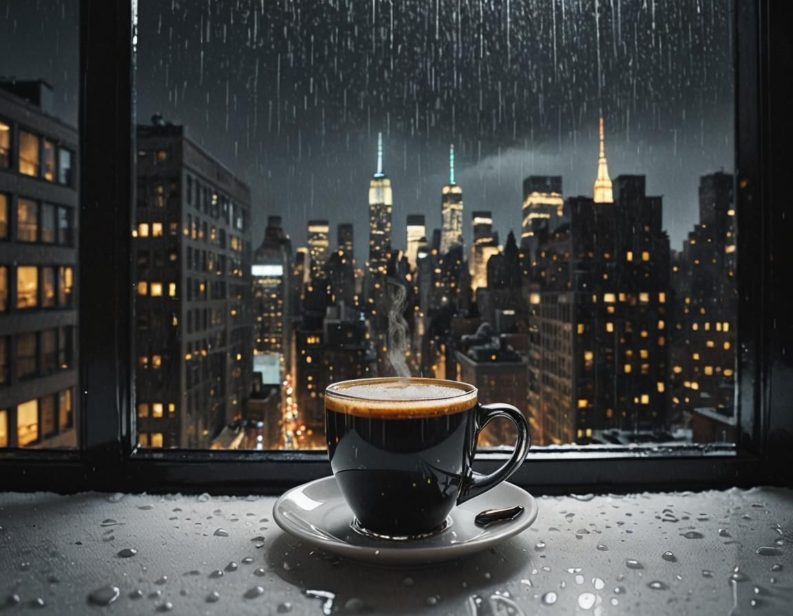 Nighttime Coffee View of New York City