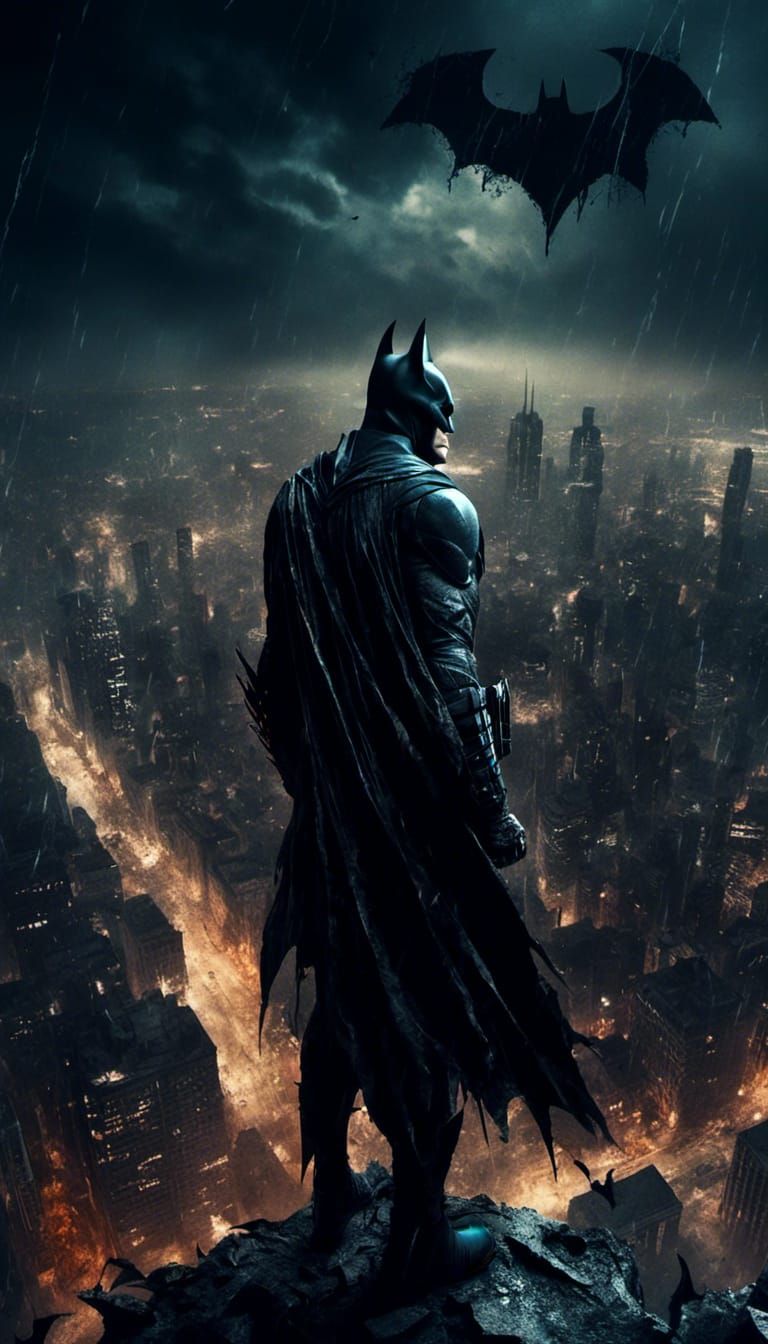 Macabre Batman Watches Over Gotham at Night