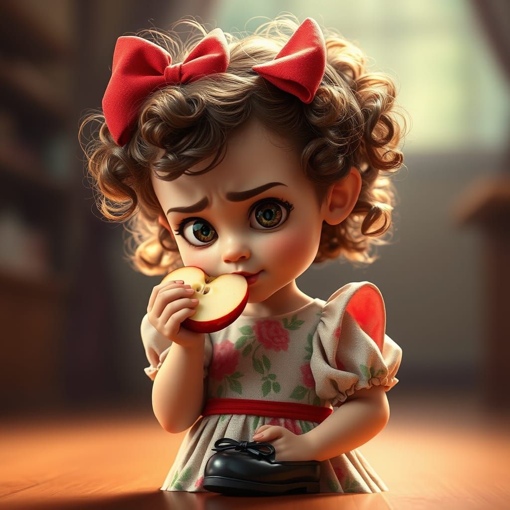 Little Girl Grimaces at Tasty Apple in Whimsical Dreamworks ...