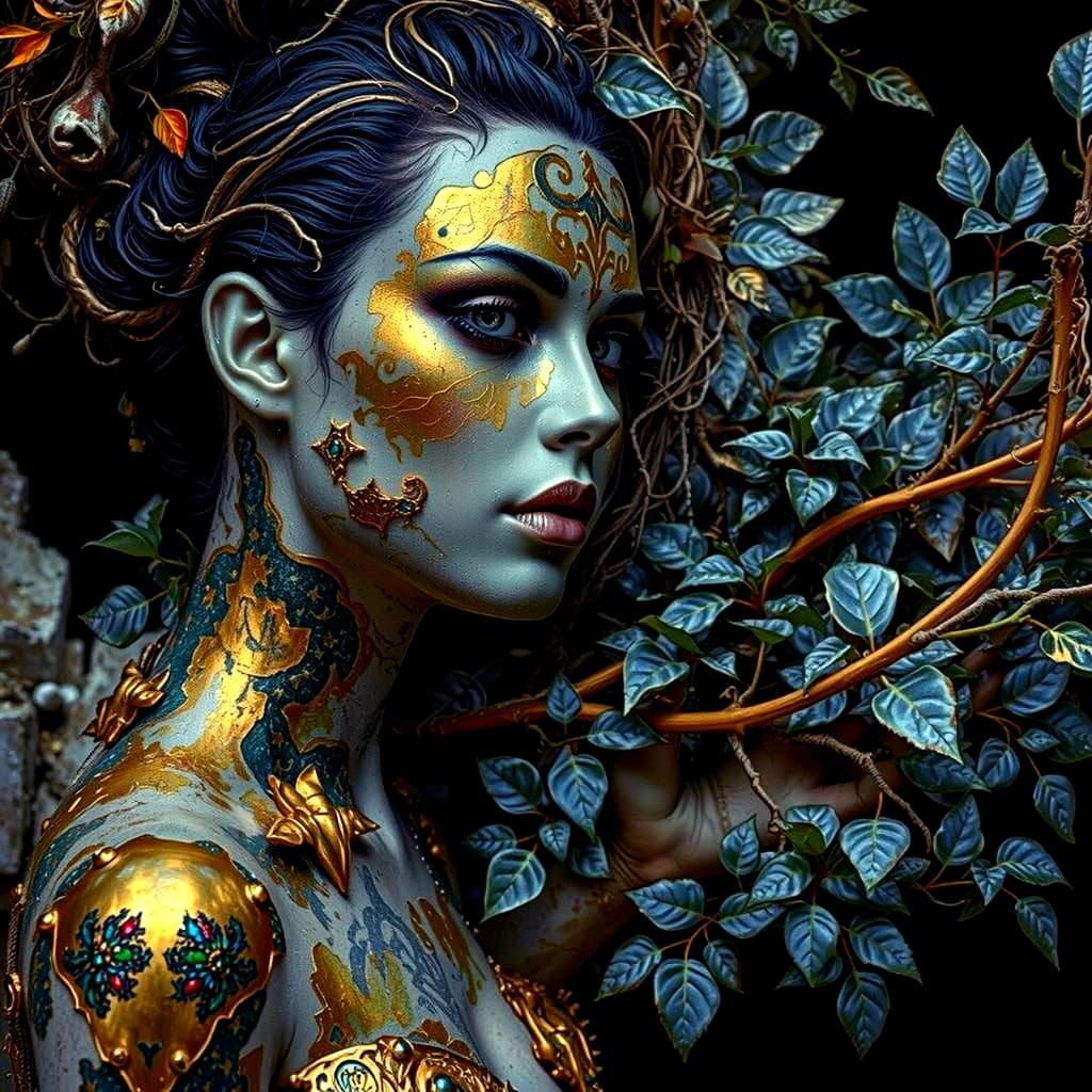 Abandoned City with Vines and Atmospheric Lighting