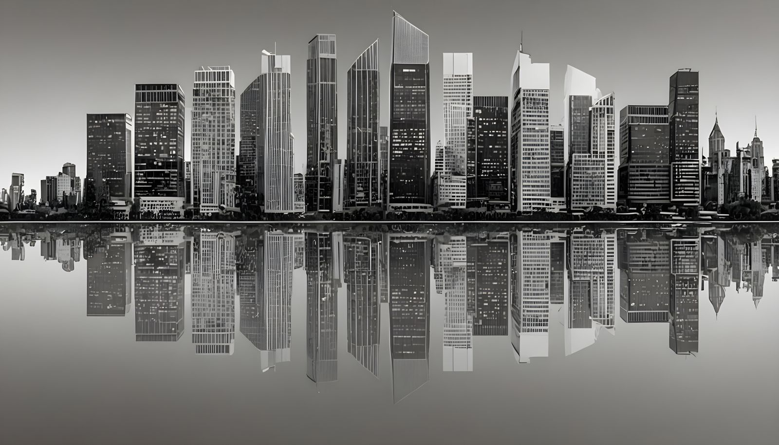 Monochrome Cityscape with Transparent Background
