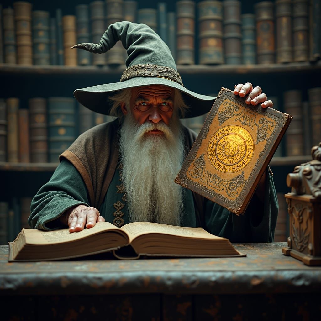 Enchanting Wizard Selling Cursed Books