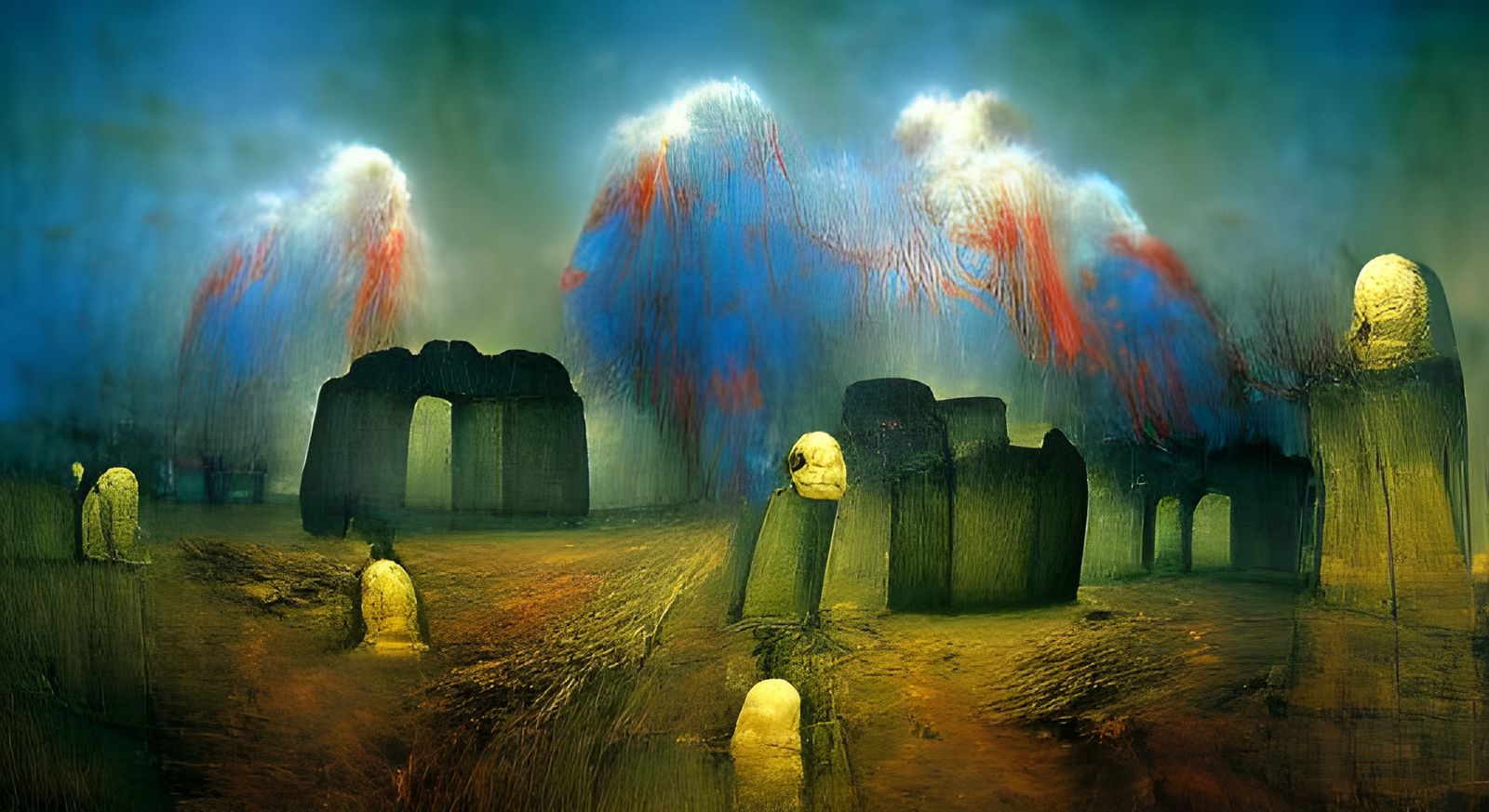 Ominous Necropolis in Dark Fantasy Style
