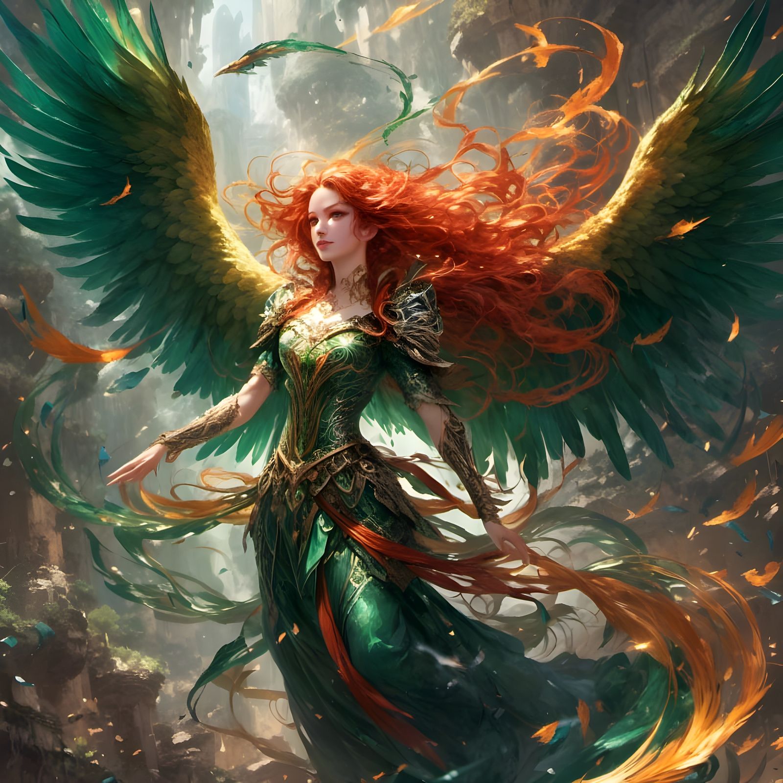 Fantastical Royal Phoenix Maiden in Smooth Movement