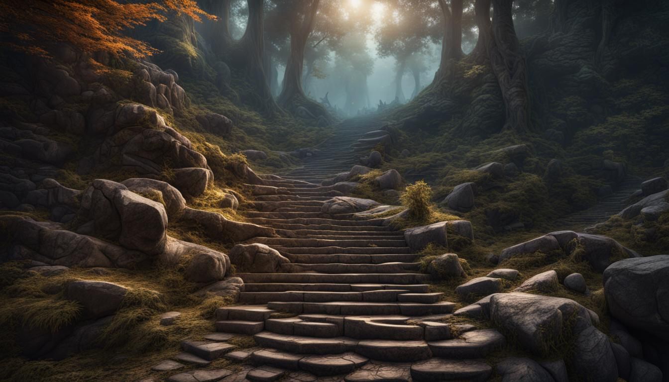 Mysterious Stone Steps: Fantasy Concept Art