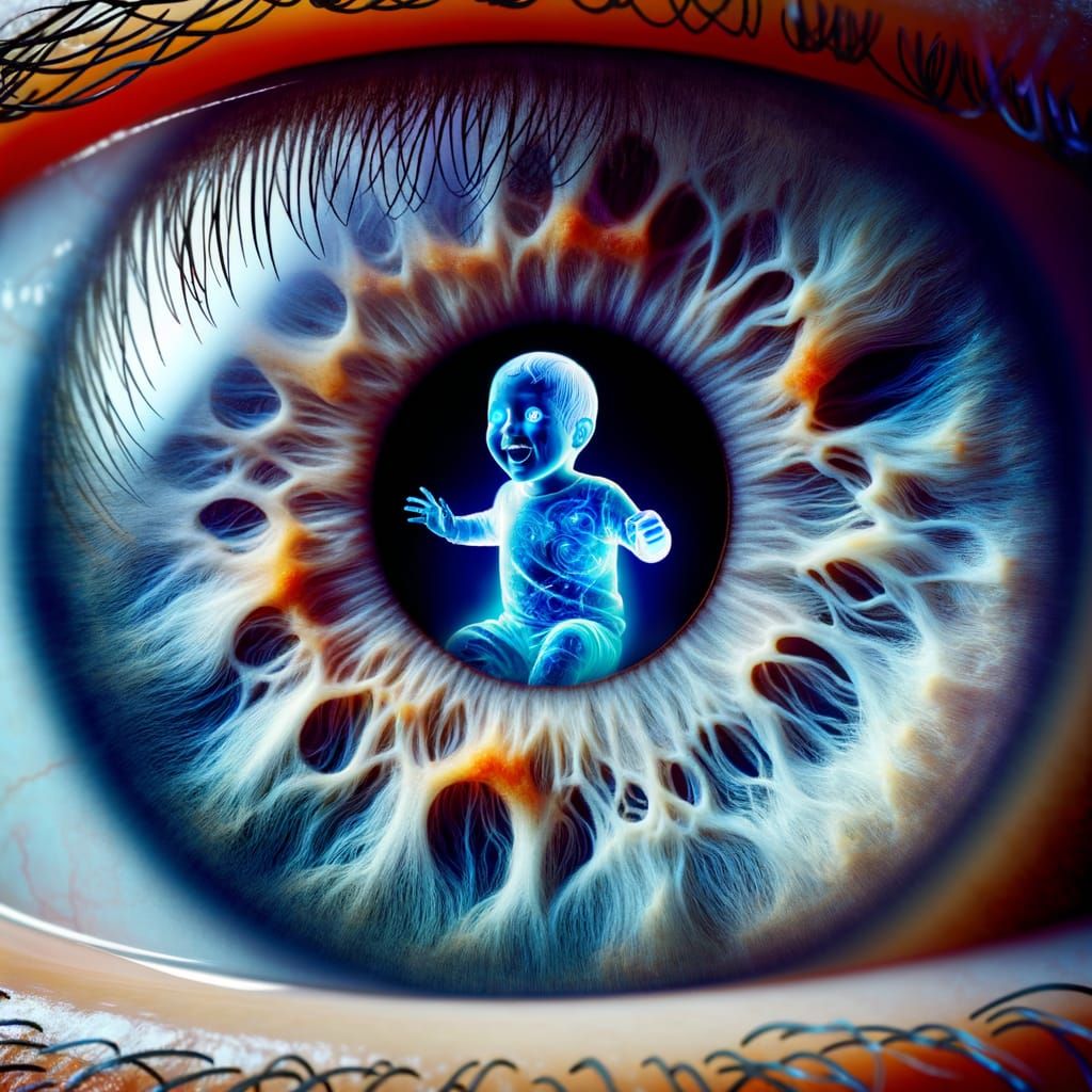 Eye of Wonder: A Detailed Iris with a Subtle Inner Child