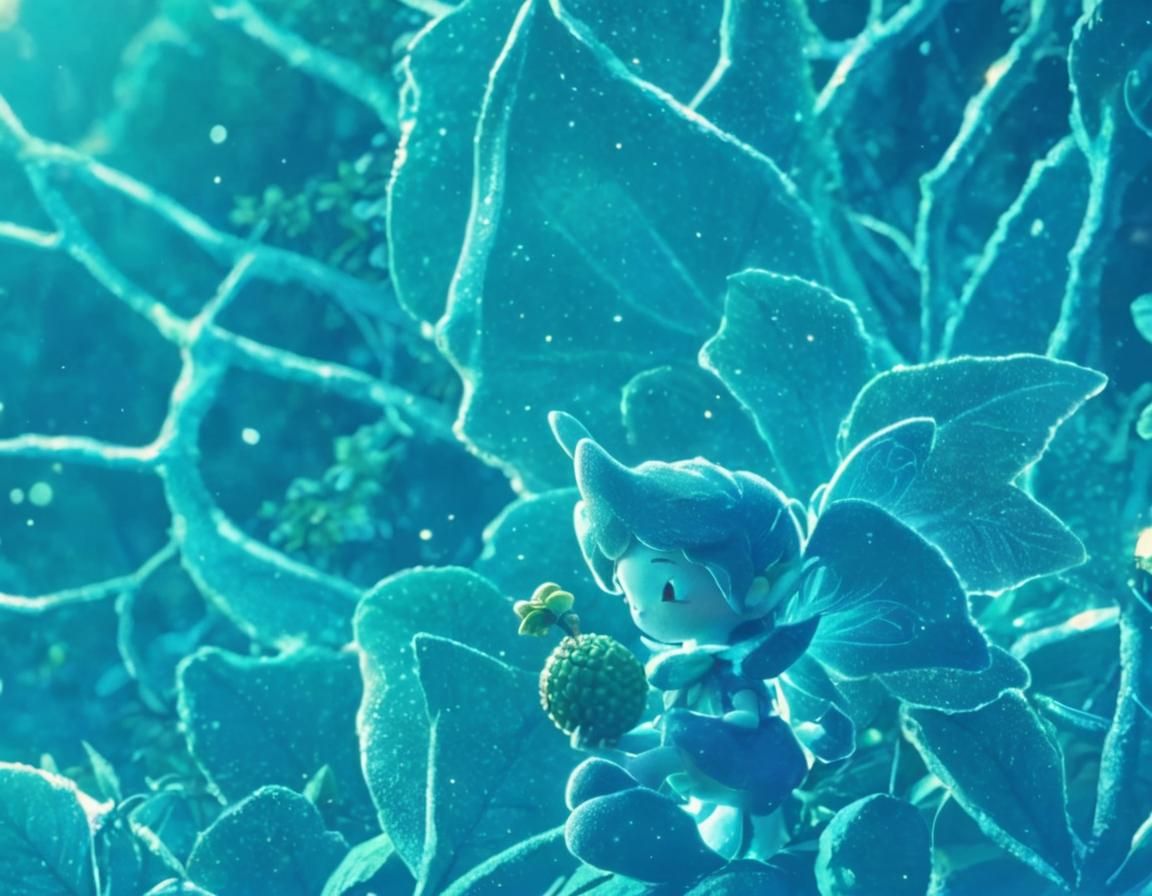 Chibi Fairy Holding Durian in Lush Forest