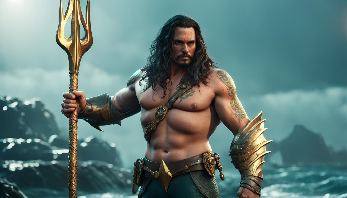 Aquaman with Dark Hair as 3D Game Art