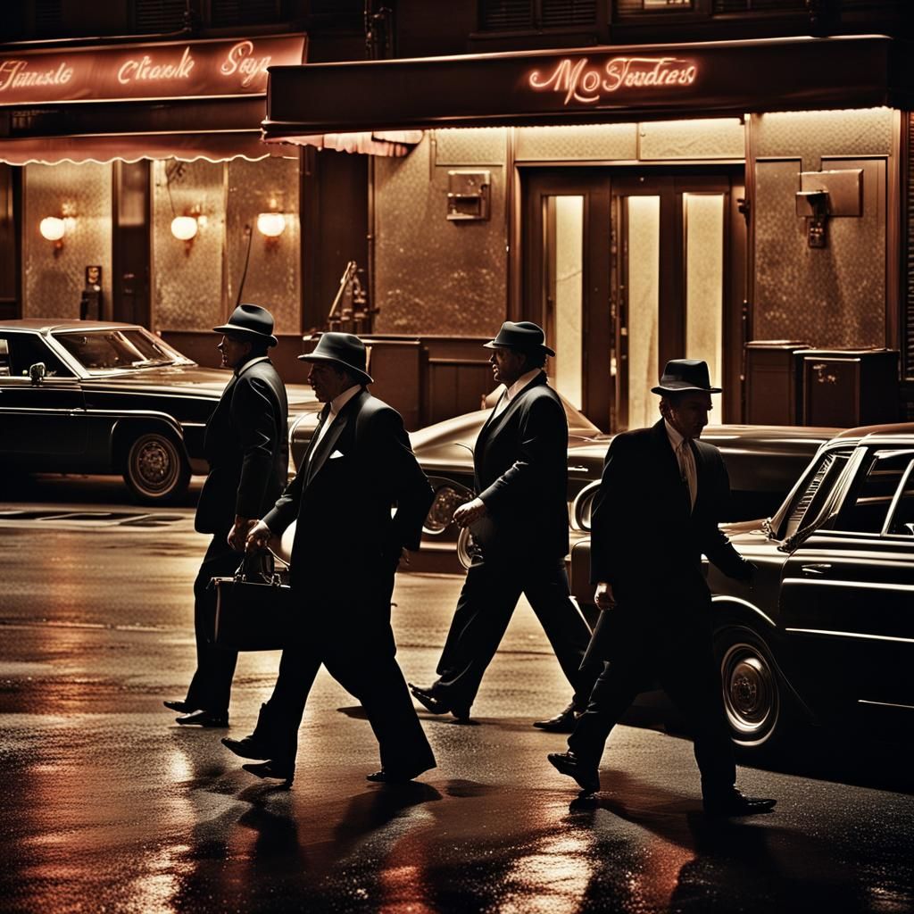 NYC Mobsters at Night: Hyperrealistic Cinematic Scene