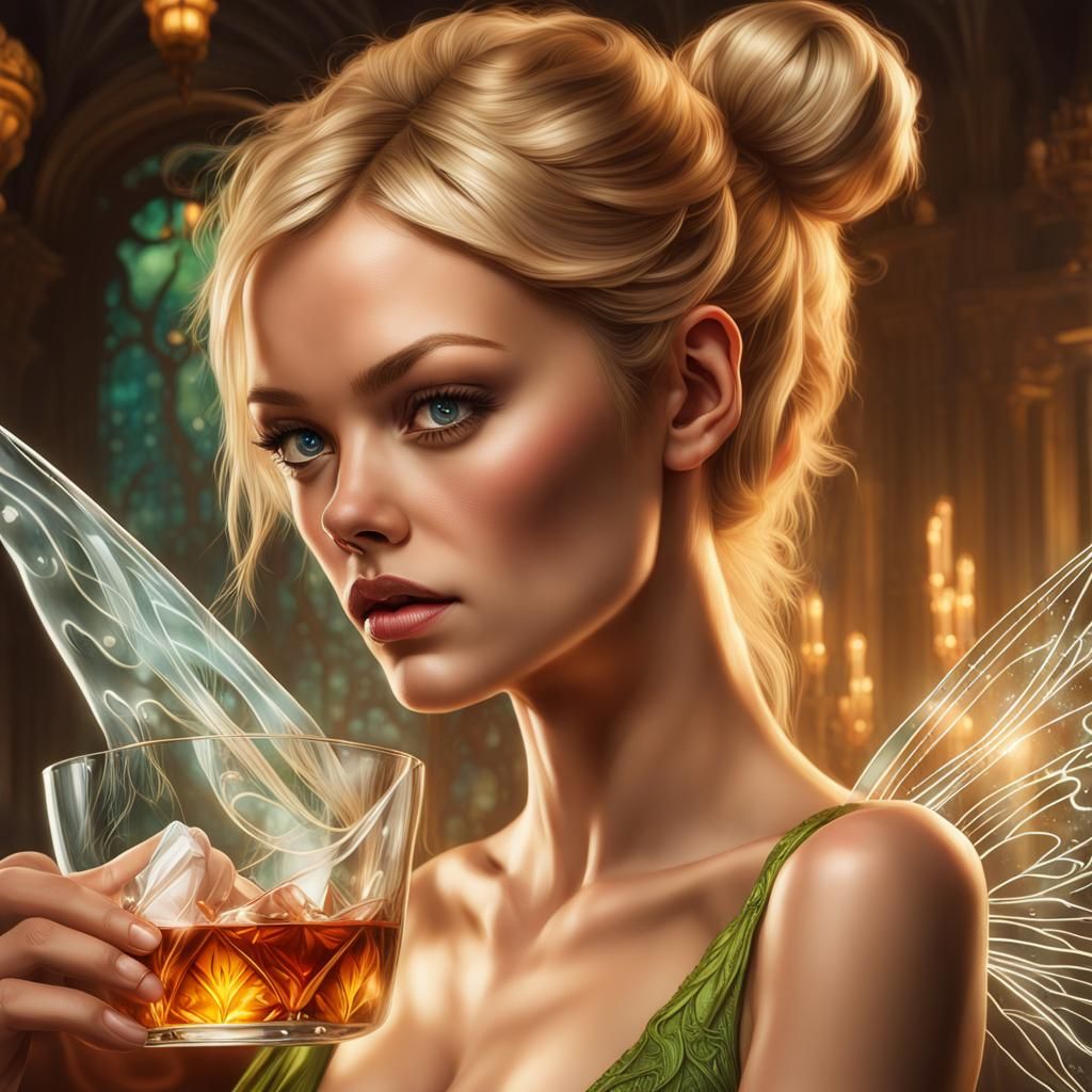 Hyperrealistic Tinkerbell Portrait in Art Nouveau Style