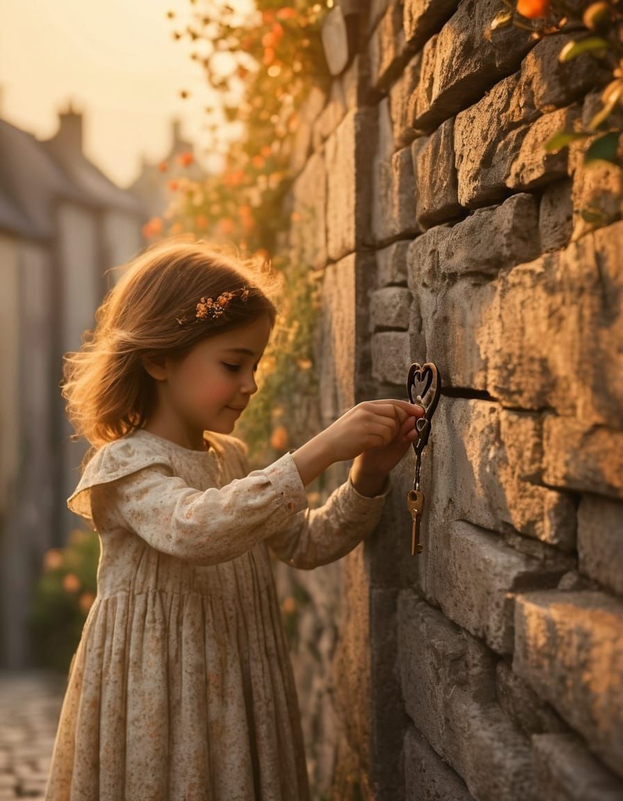 Whimsical City Encounter in Impressionist Style