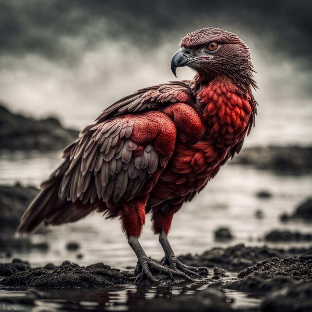 Blood Bird with Fire Wings and Water Eyes