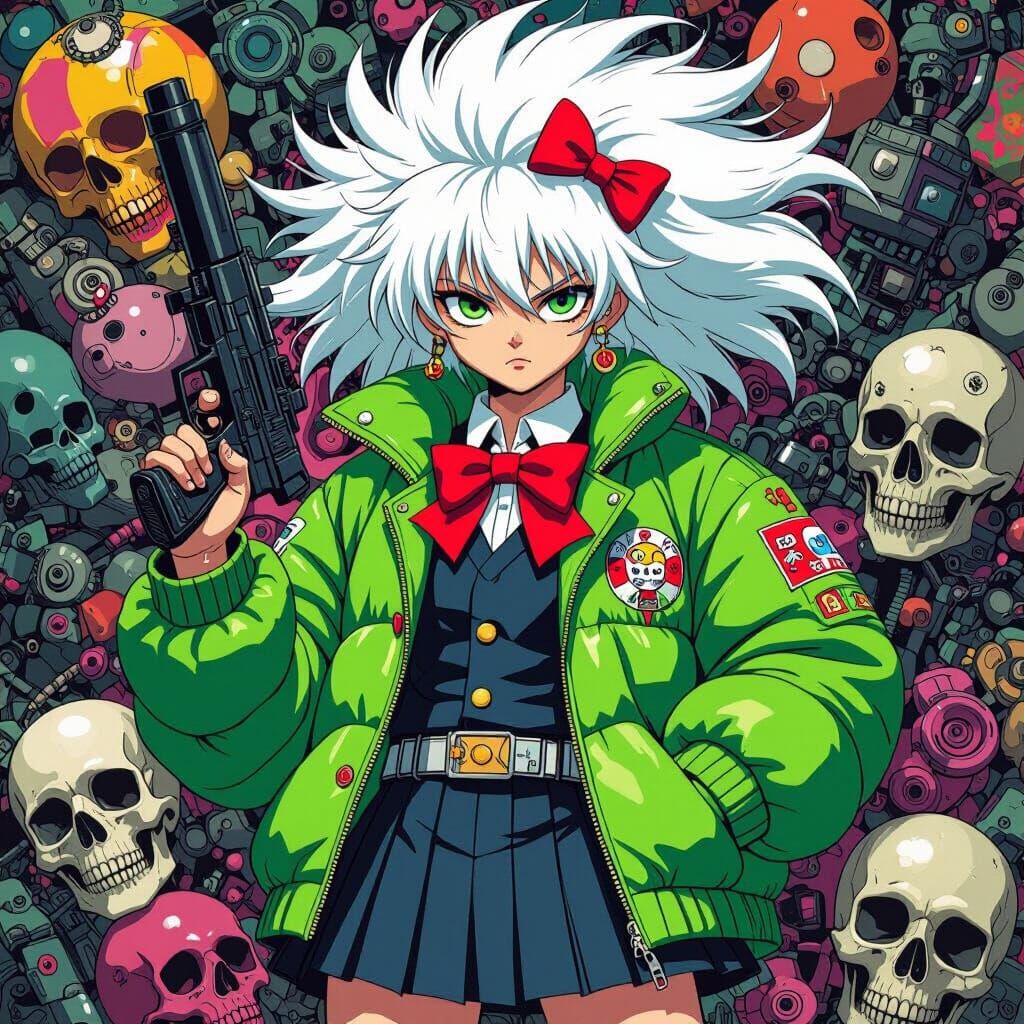 Character in Uniform with Gun, in Futuristic Style