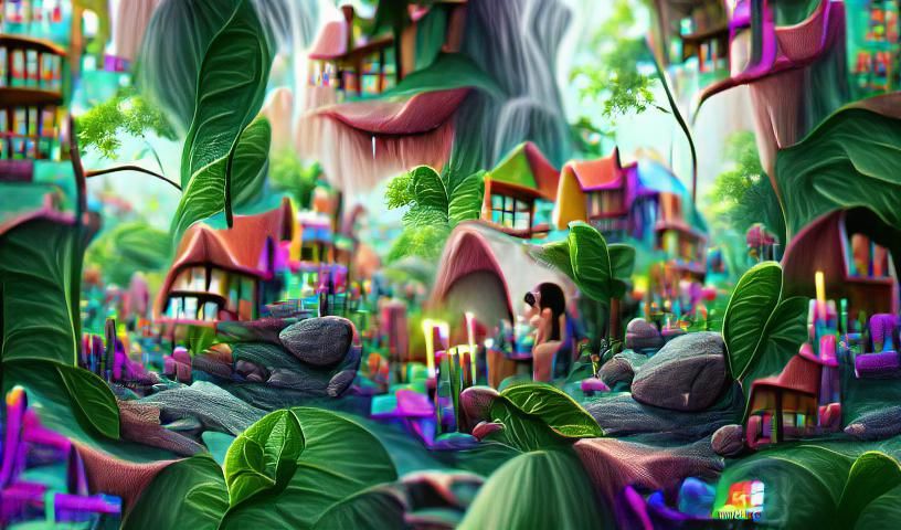 Enchanted Jungle Town: Digital Storybook Illustration