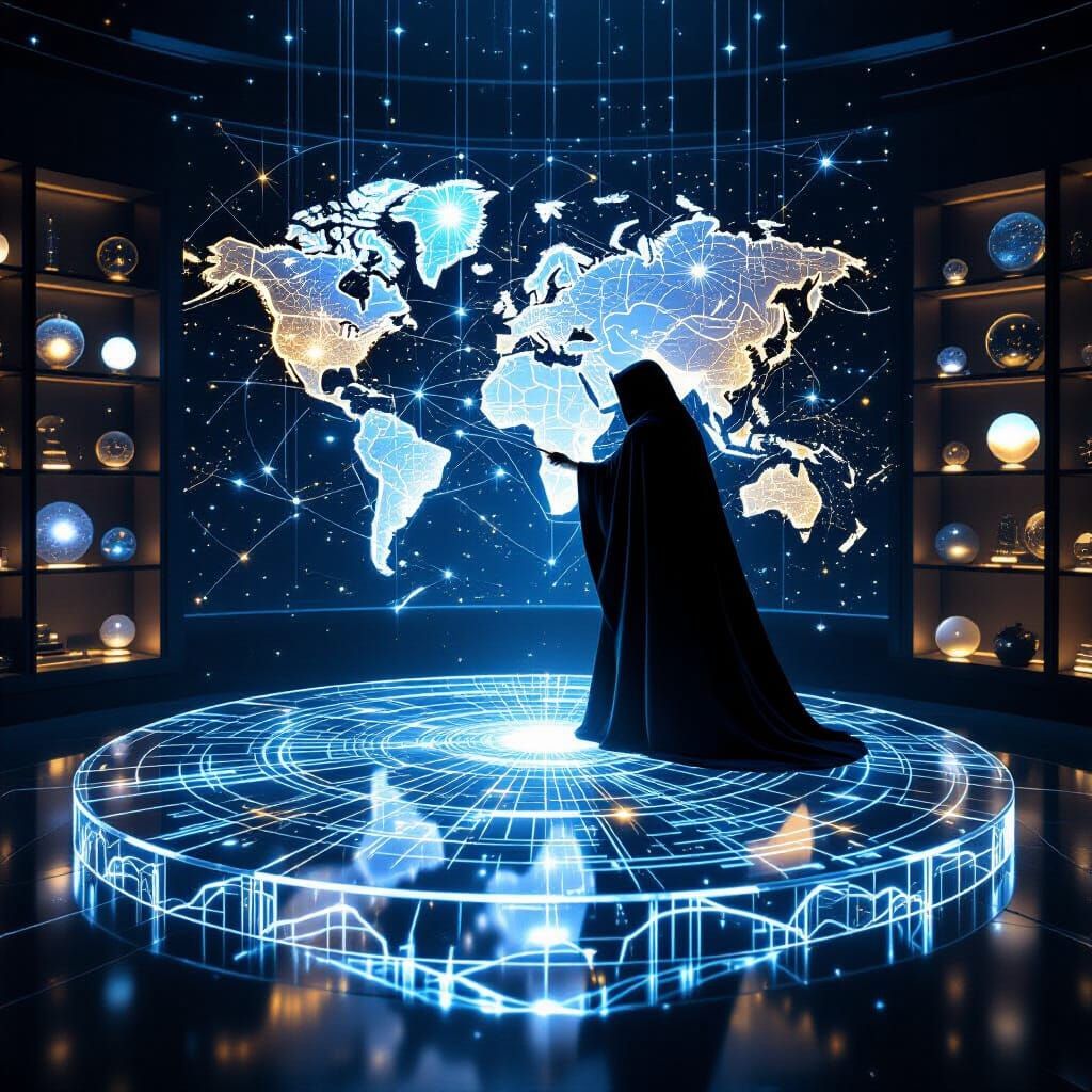 Stardust Cartographer Mapping Cosmic Routes in Digital Illus...