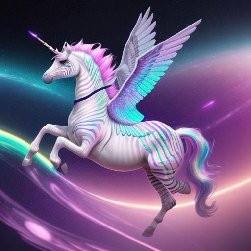 Astral Flying Zebra Unicorn by Pablo Amaringo