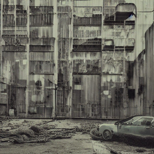 Gritty Industrial Apocalypse in High-Contrast Shadows