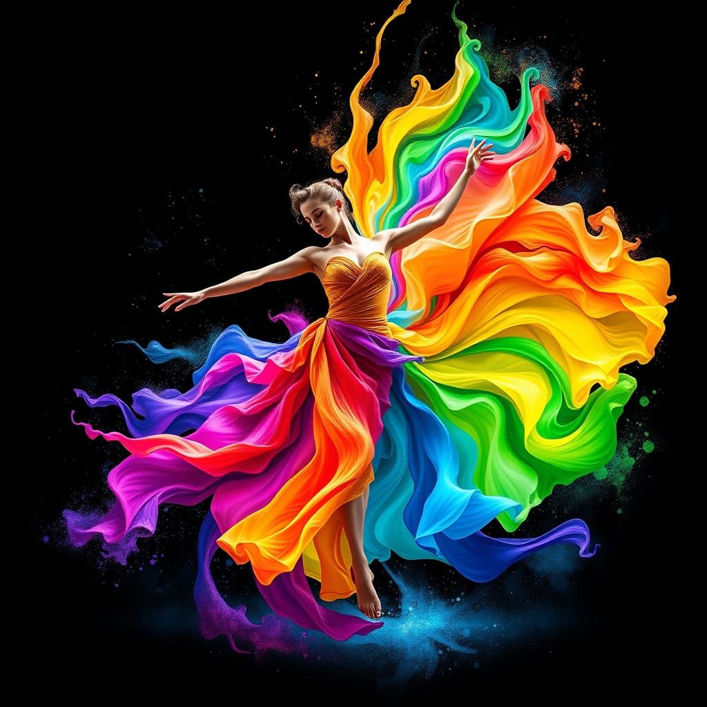 Dynamic Dancer in Swirling Colors: Digital Art