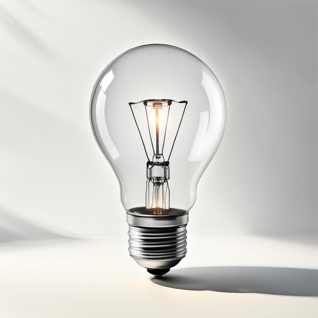 Hyperrealistic Transparent Light Bulb with Shadows