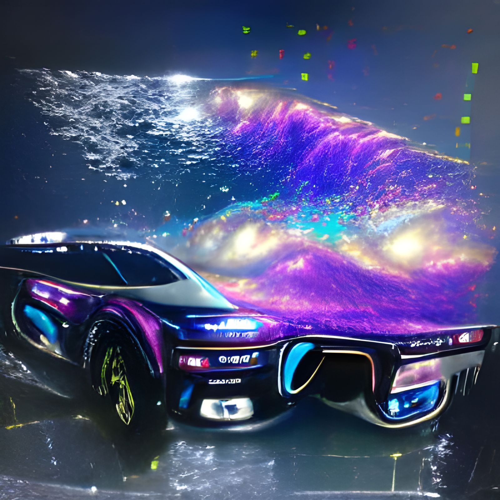 Holographic Galaxy in Synthwave Neon Style
