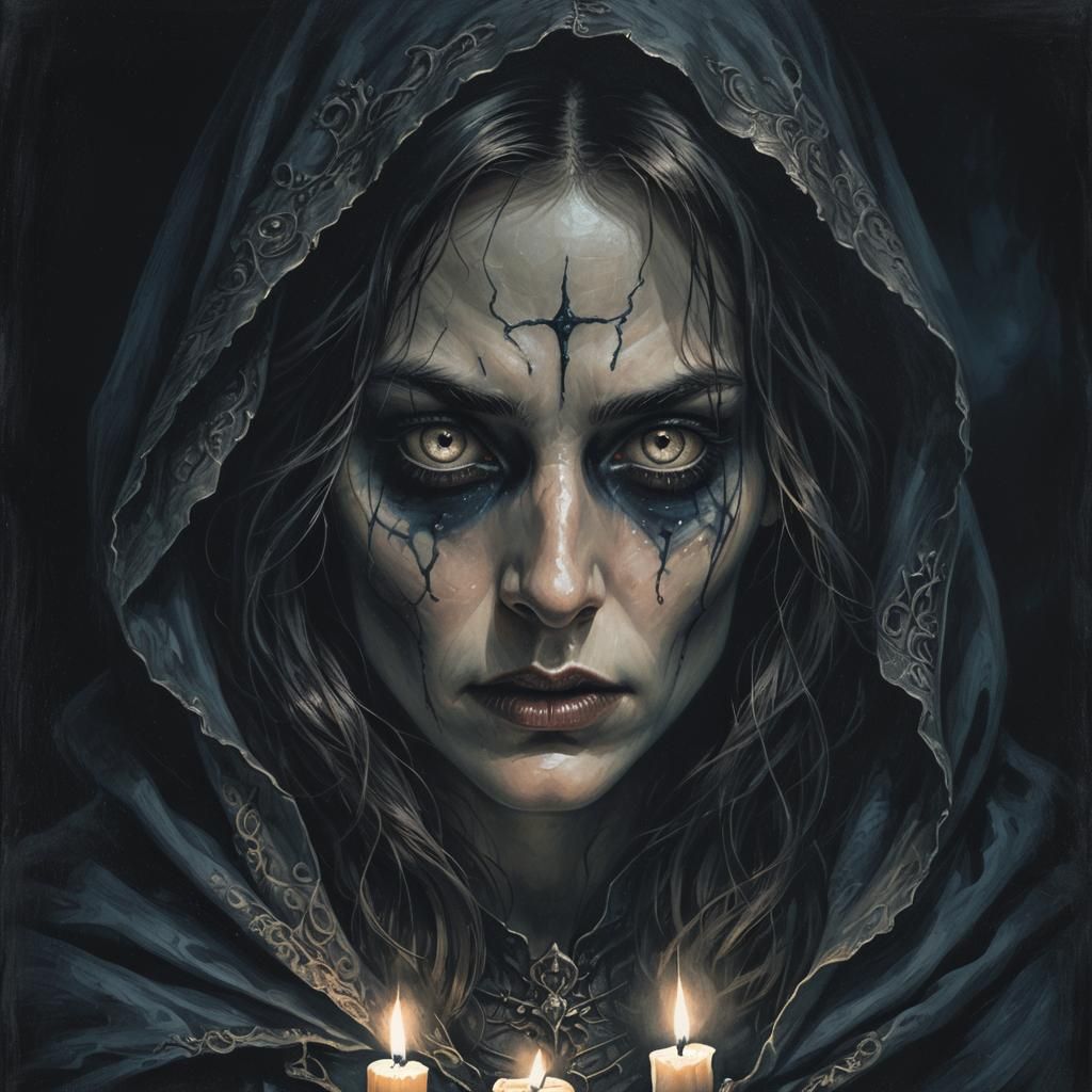 Dark Fantasy Portrait: Piercing Eyes in Shadow