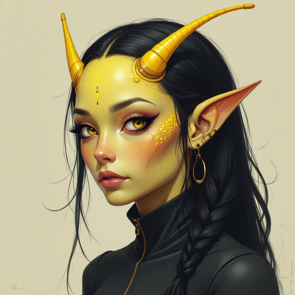 Humanoid Alien with Antennae in Fantastical Style