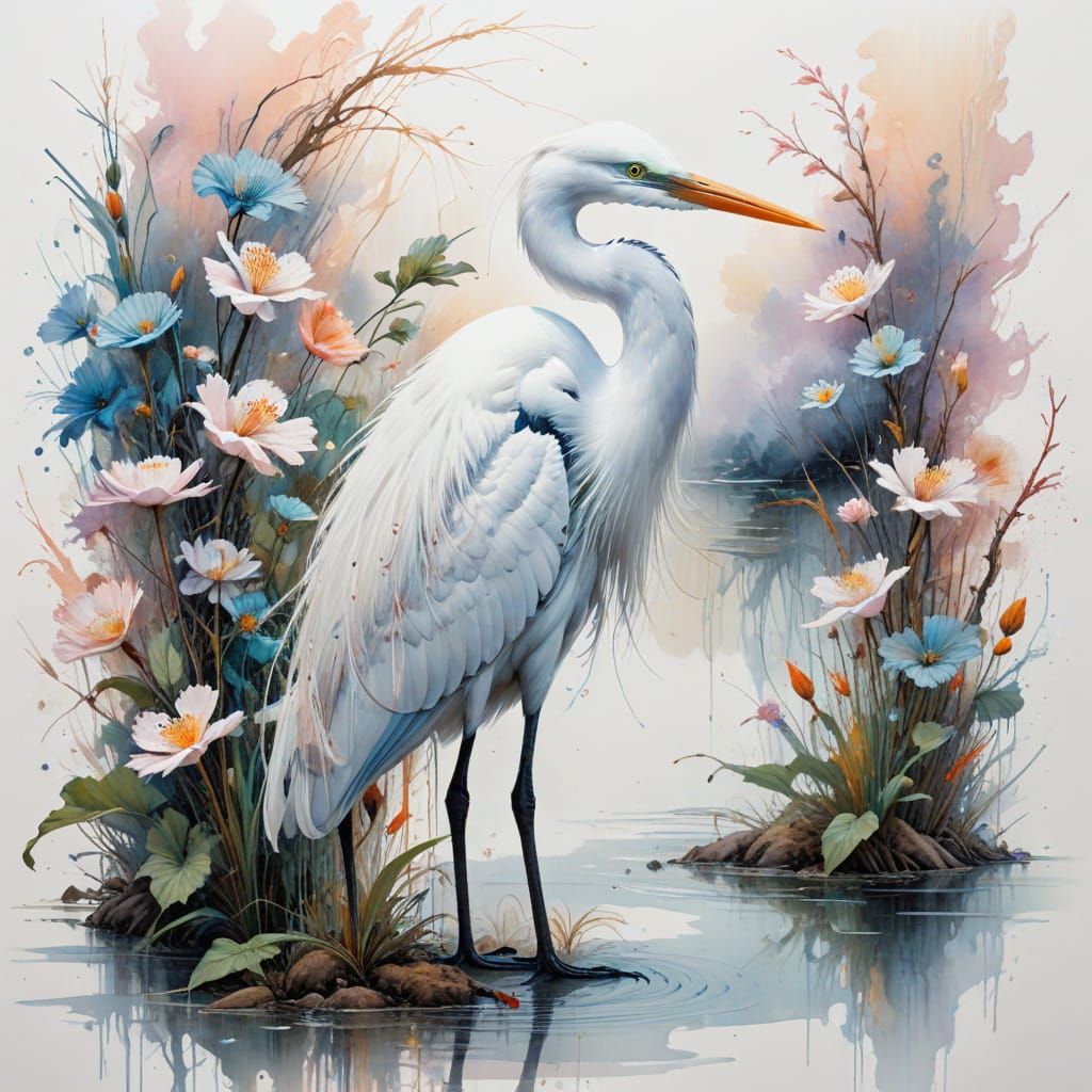 Ethereal Egret in Whispers of Twilight