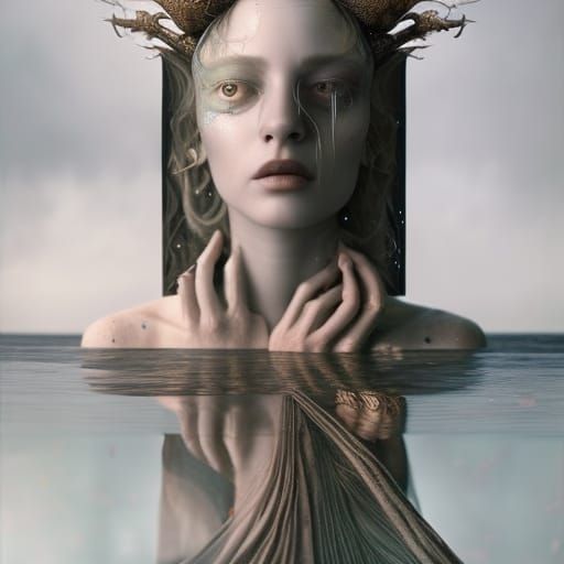 Ethereal Woman in Dreamlike Surrealist Style