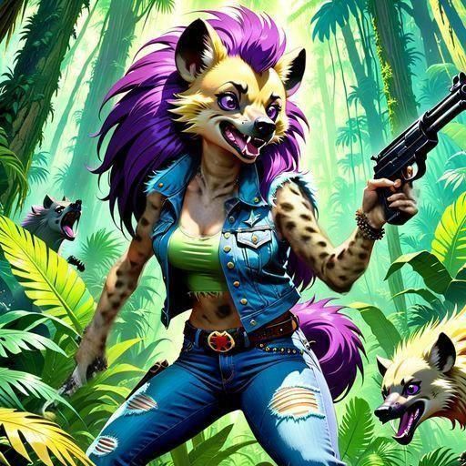 Feminine Furry Hyena Warrior with Knife