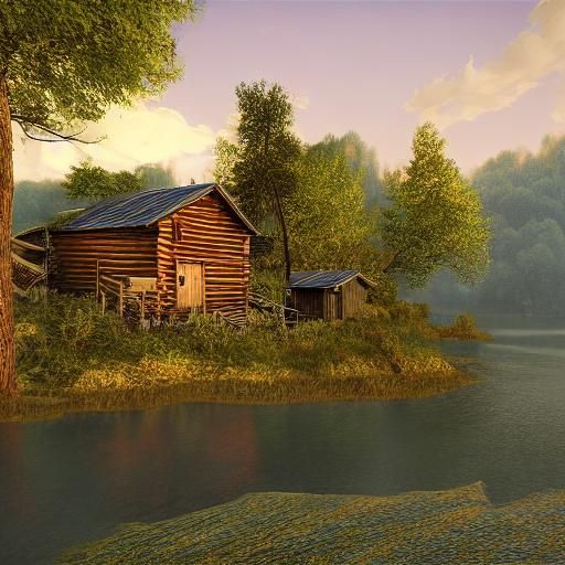 Moonlit Cabin in Dreamlike Fantasy Style