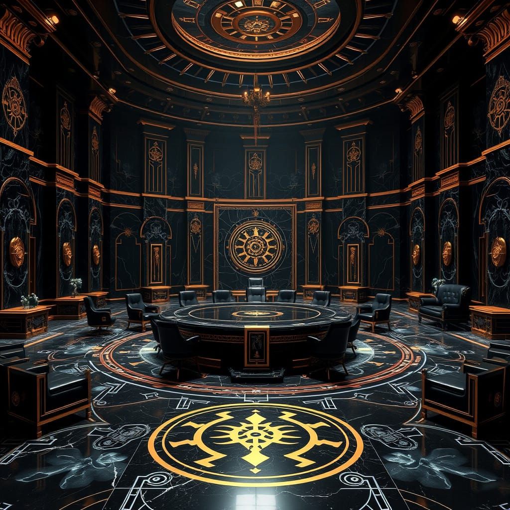Foreboding Council Chamber in Dark Luxury Style