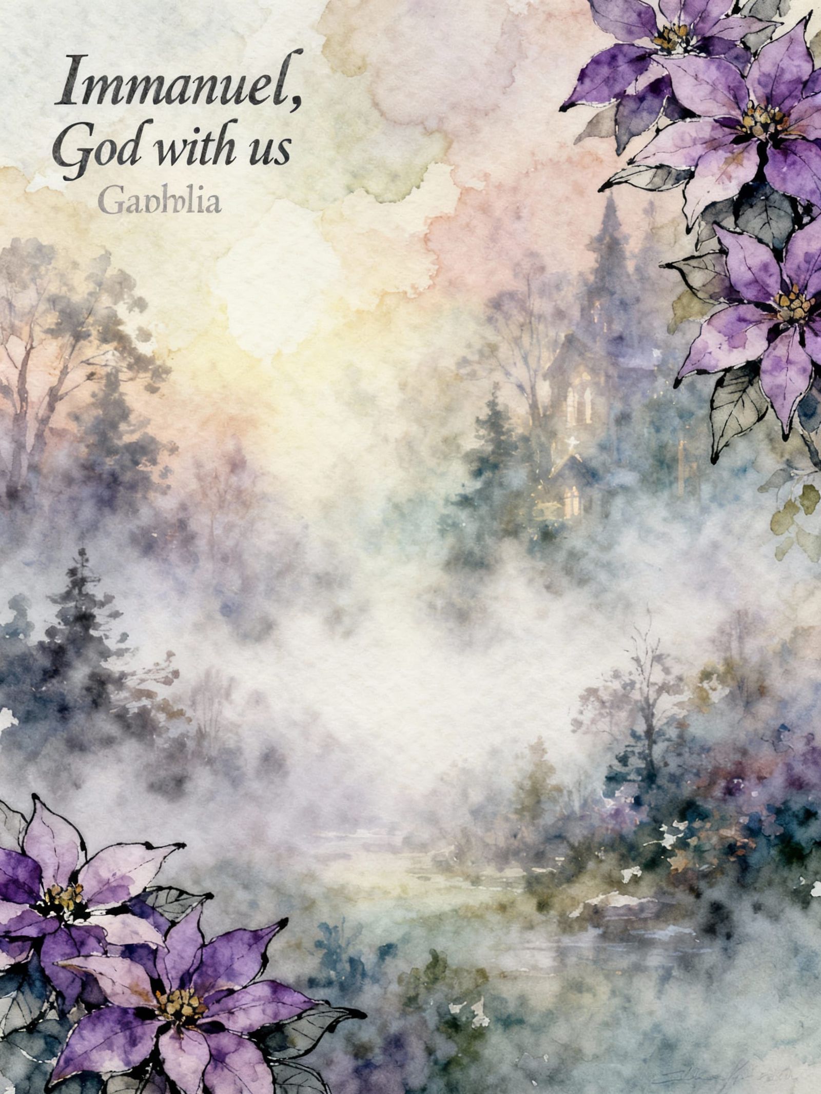 Ethereal Watercolor Christmas Floral with Elegant Text