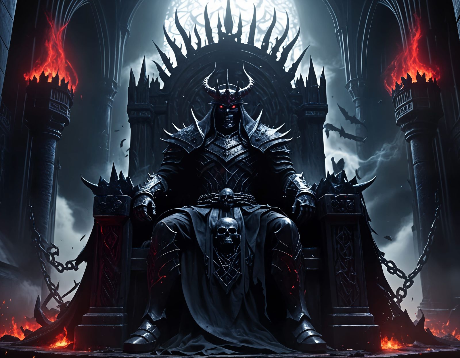 Dark Lord of Destruction in Anime-Style Dark Fantasy Scene