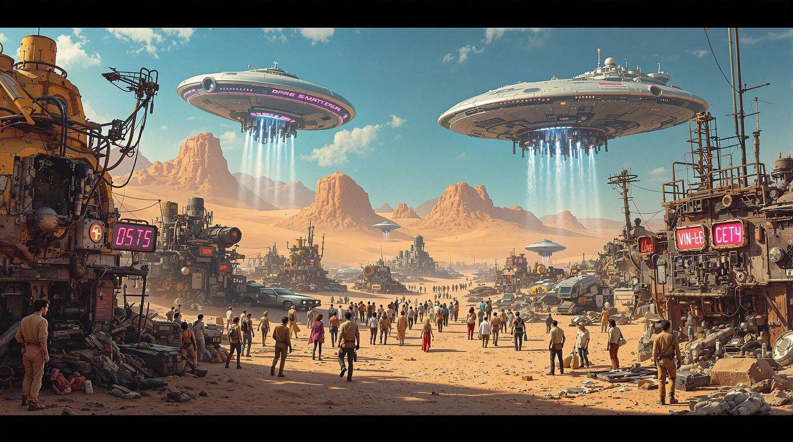 Retro-Futuristic Desert Town on Alien Planet