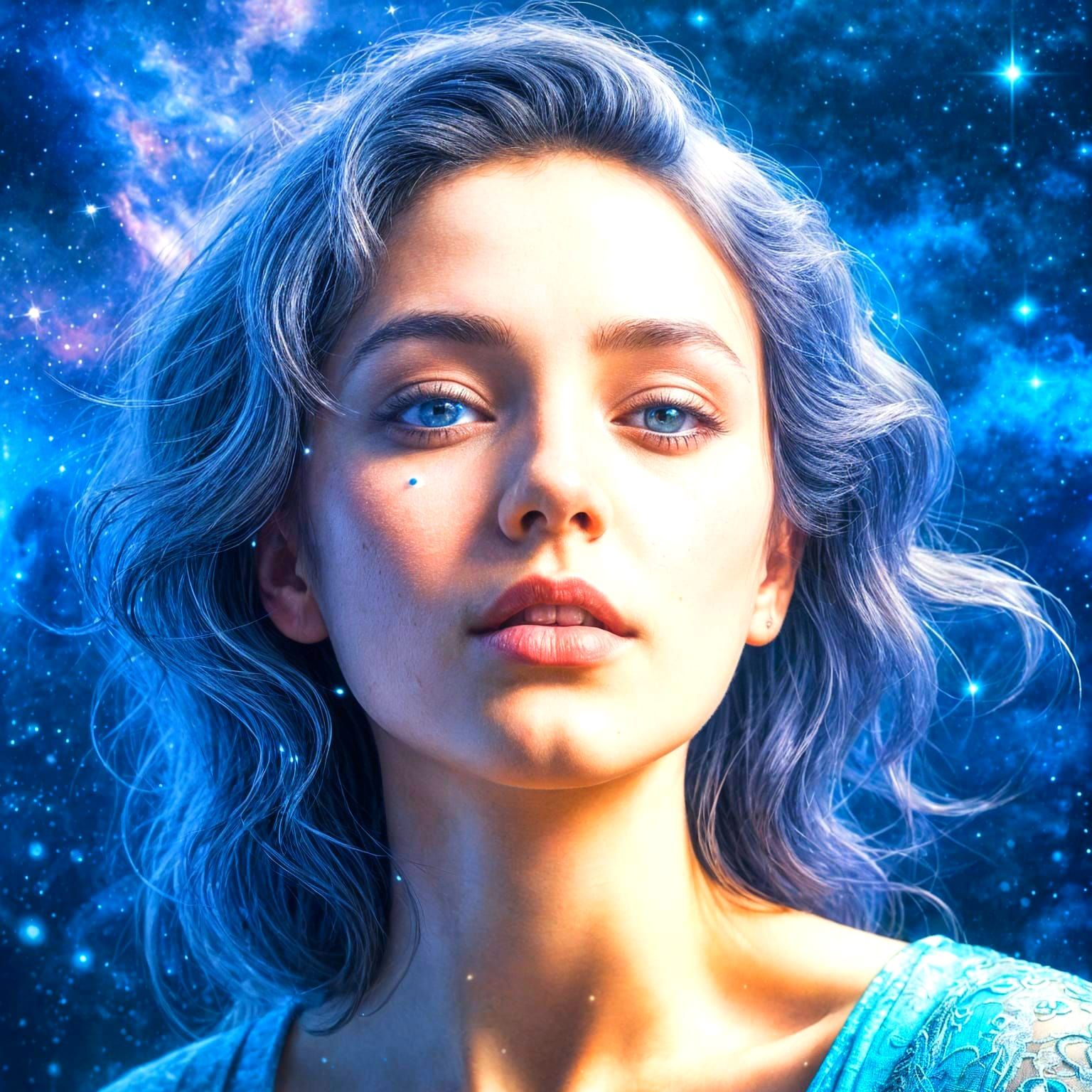 Spectral Woman in Cosmic Dreamscape