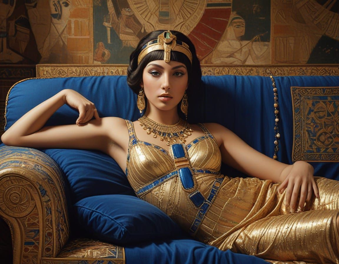 Cleopatra Reclining: Egyptian Art in Oil Painting