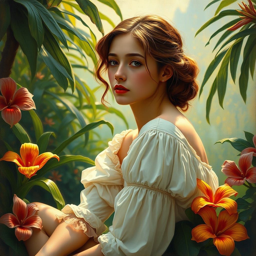 Enigmatic Woman in Golden Light