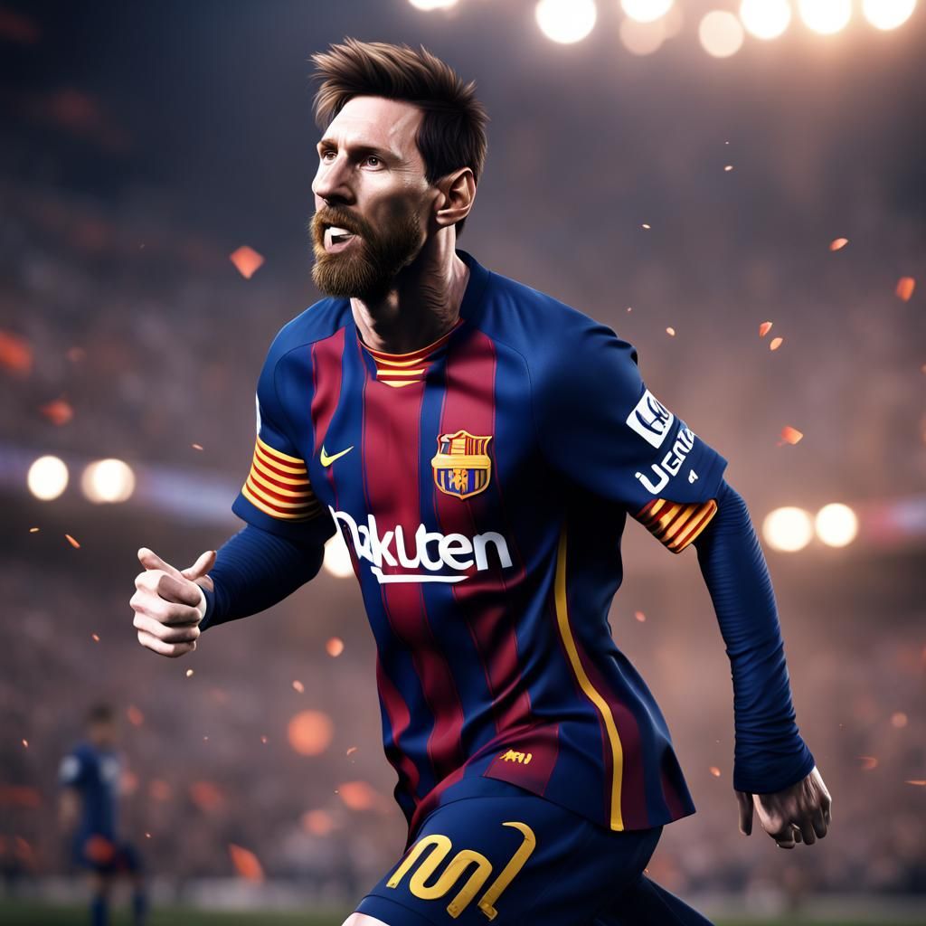 Detailed Matte Painting of Lionel Messi