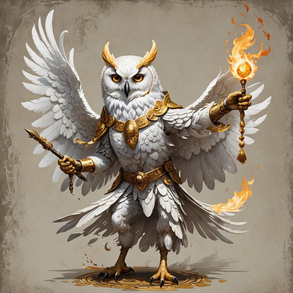 Owlin Conjuring Fire: Fantasy Art Portrait