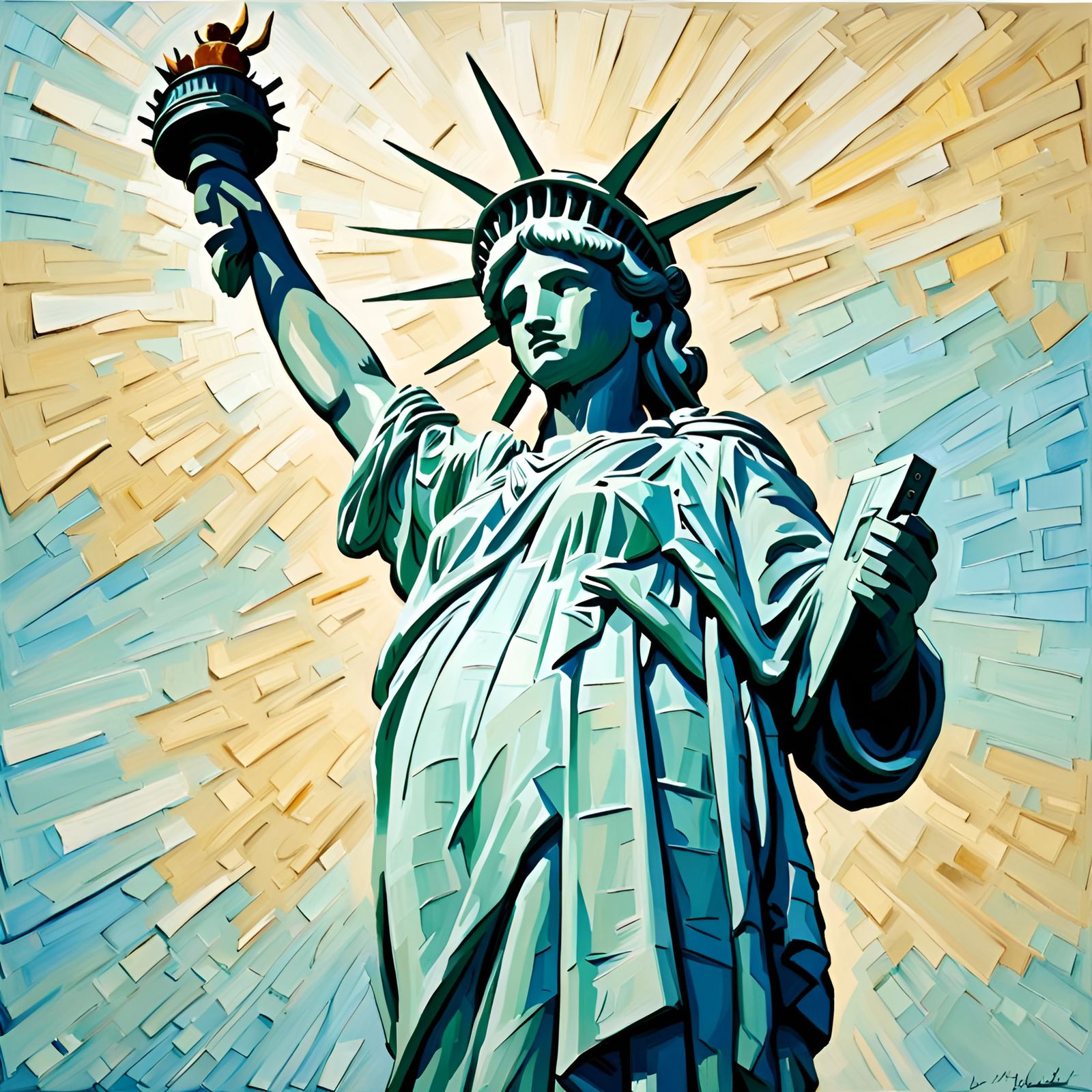 Statue of Liberty in Impasto Style