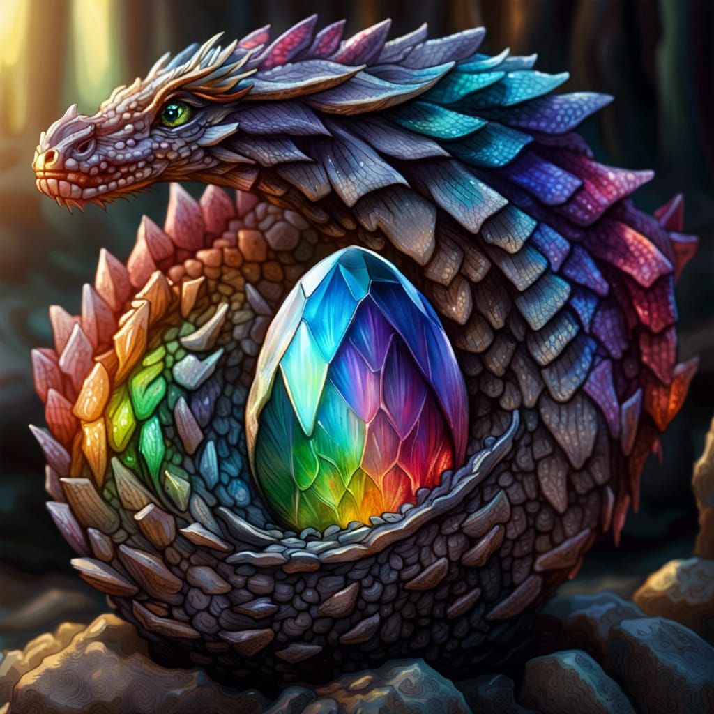 Rainbow Crystal Dragon Hatching: Detailed Concept Art