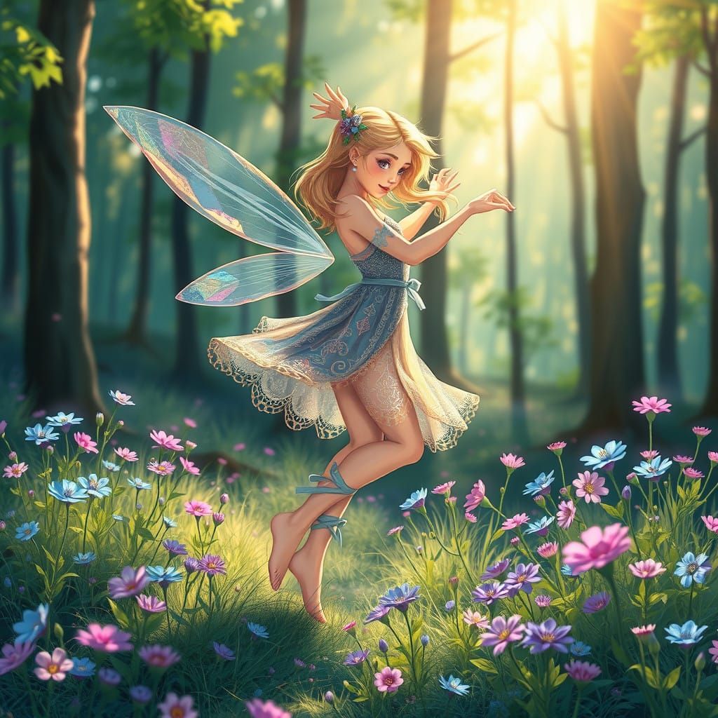 Whimsical Elf Princess in Dreamlike Dance