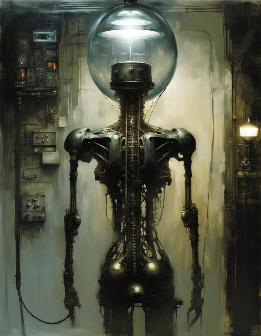 Biomechanical Lamp in Dark Fantasy Style