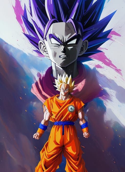 Super Saiyan Goku Portrait in Expressionist Style
