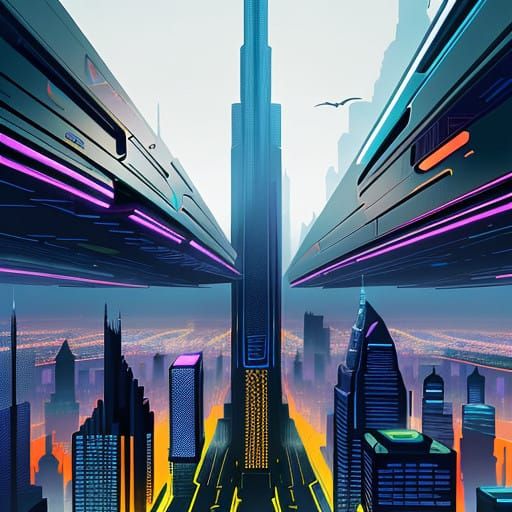 Futuristic Metropolis in Vibrant Colors