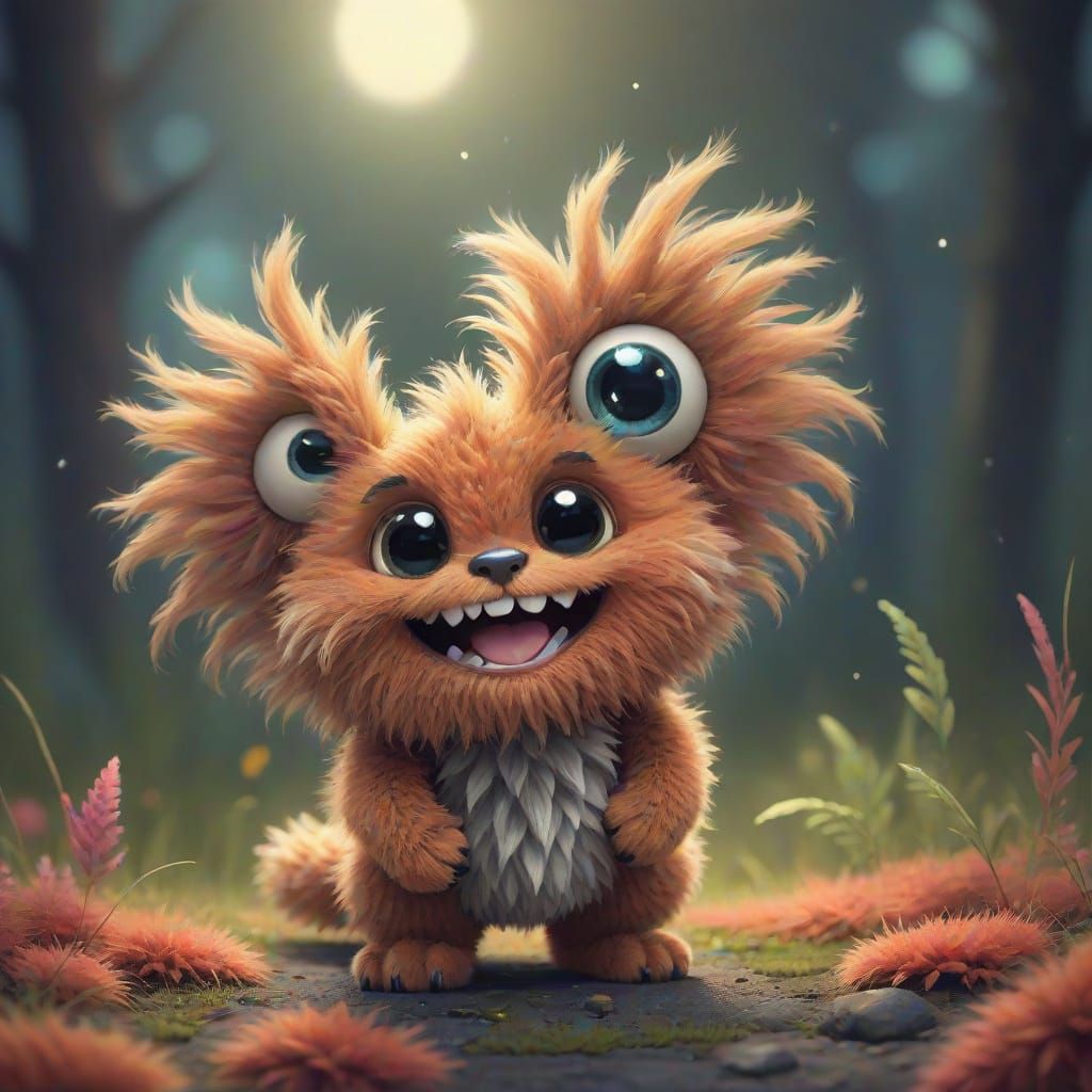 Delightful Happy Fuzzy Creature Illustration